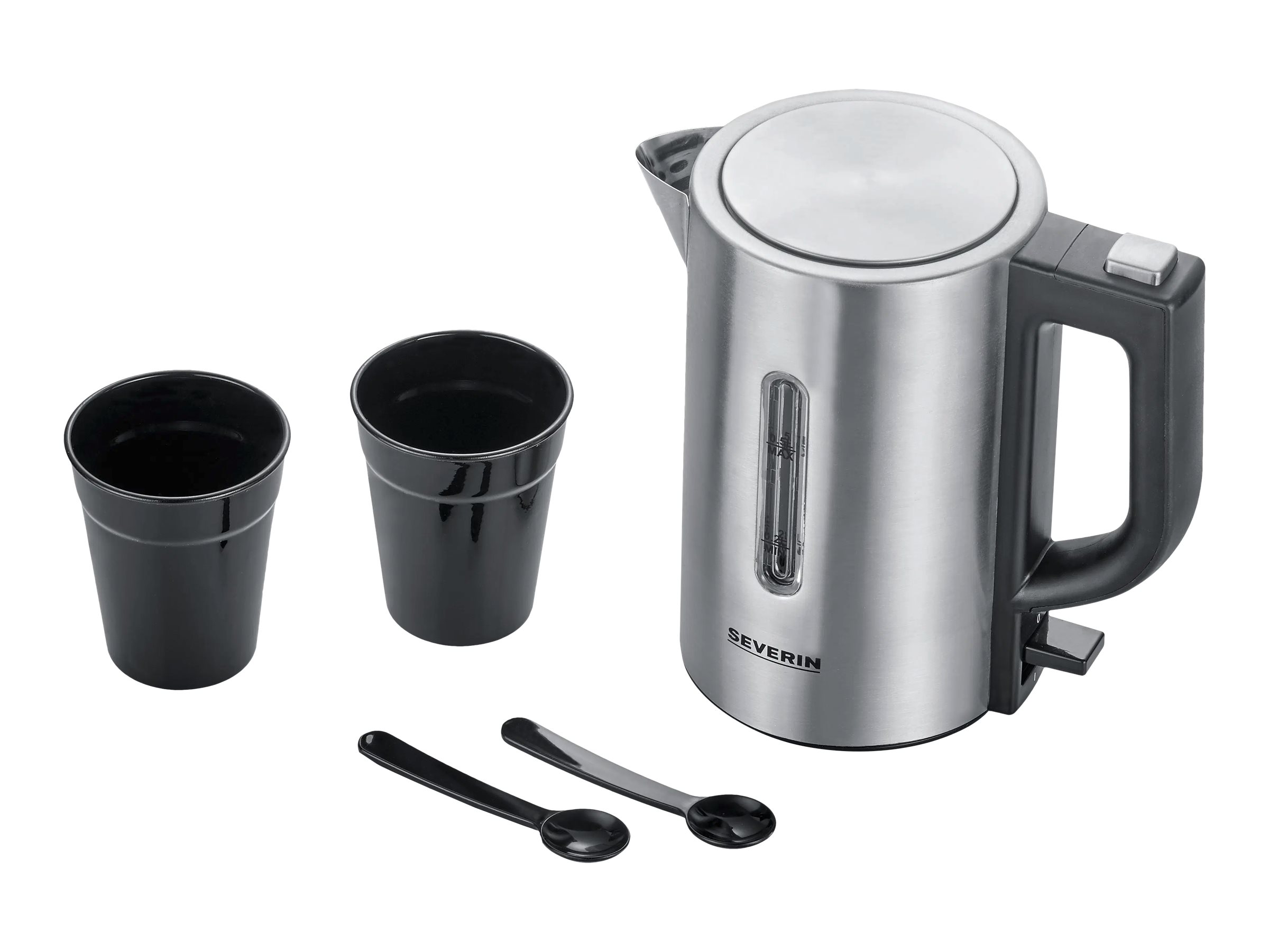 SEVERIN WK 3647 Mini Travel - Kedel - 0.5 liter - 1.1 kW - børstet rustfrit stål/sort