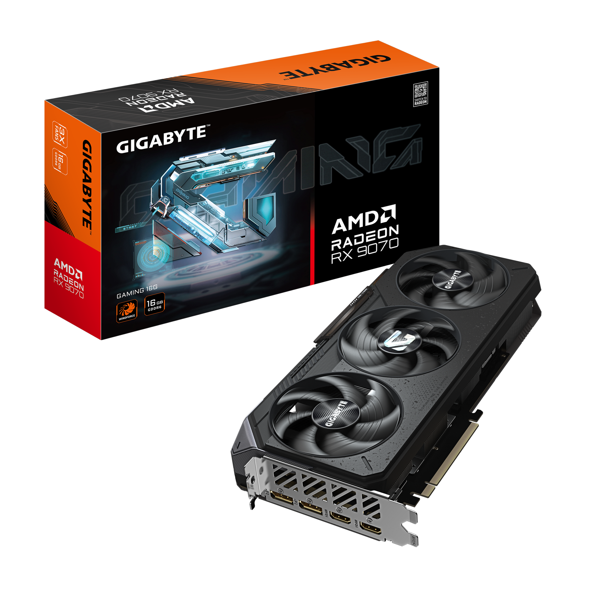 Gigabyte Radeon RX 9070 Gaming - 16 GB GDDR6, 2x HDMI, 2x DisplayPort grafikkort