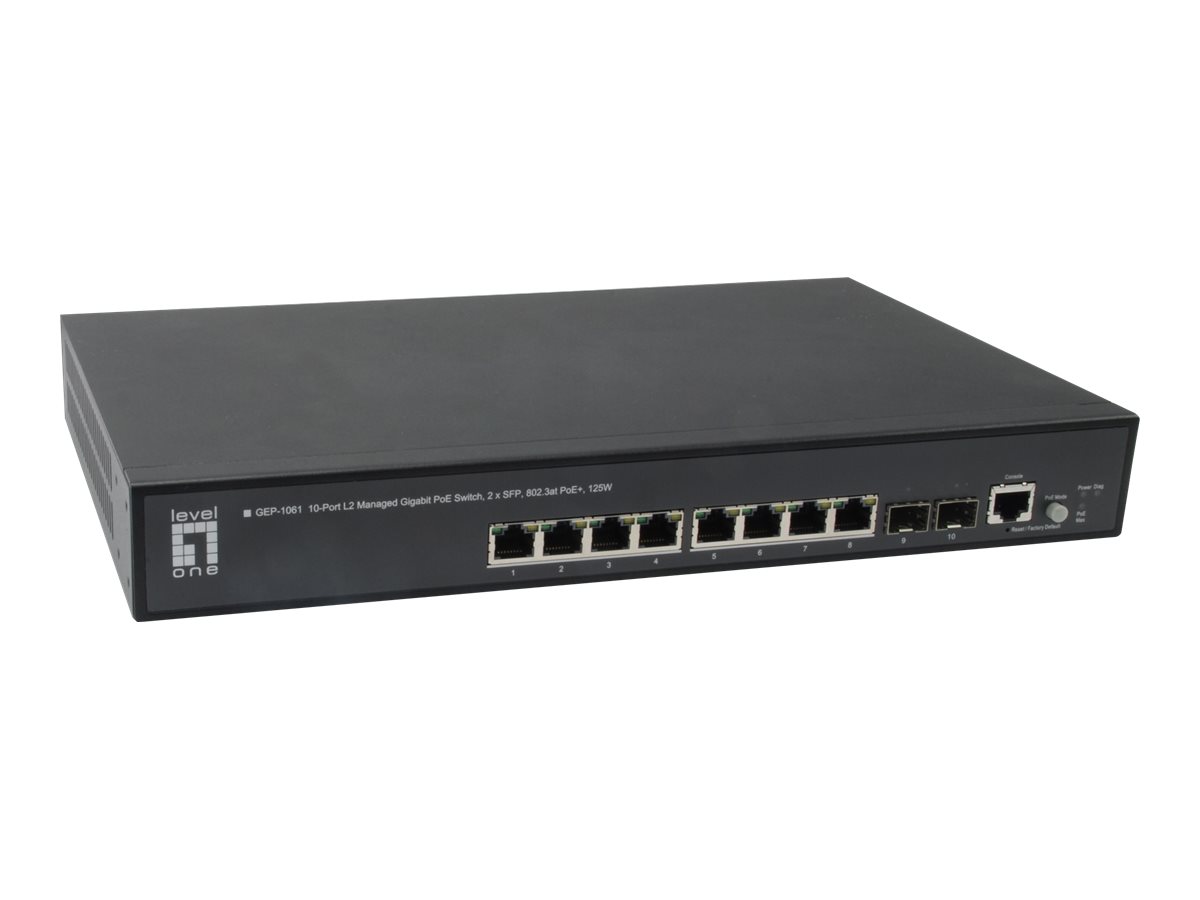 LevelOne GEP-1061 Managed PoE+ switch - 10 porte, 1 Gb/s