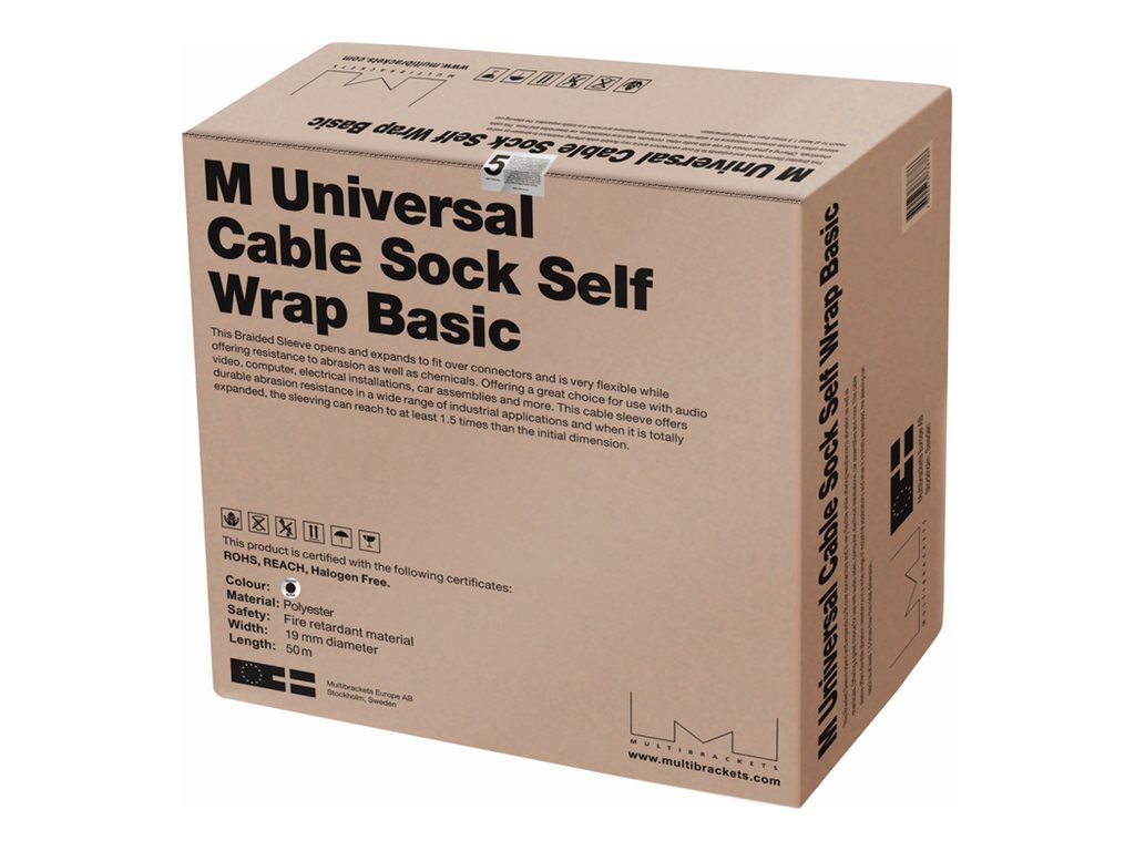 Multibrackets M Universal Cable Sock Self Wrap Basic - Kabelsok - 50 m - sort
