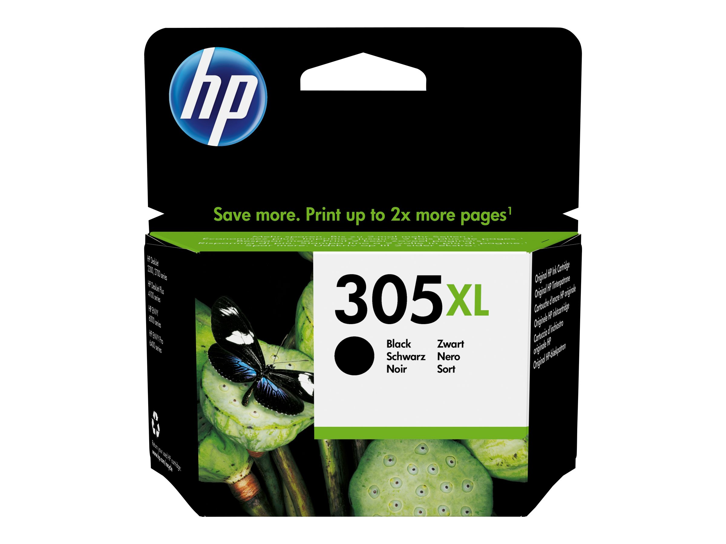 HP 305XL Pigmenteret sort 240 sider Blæk 3YM62AE#301