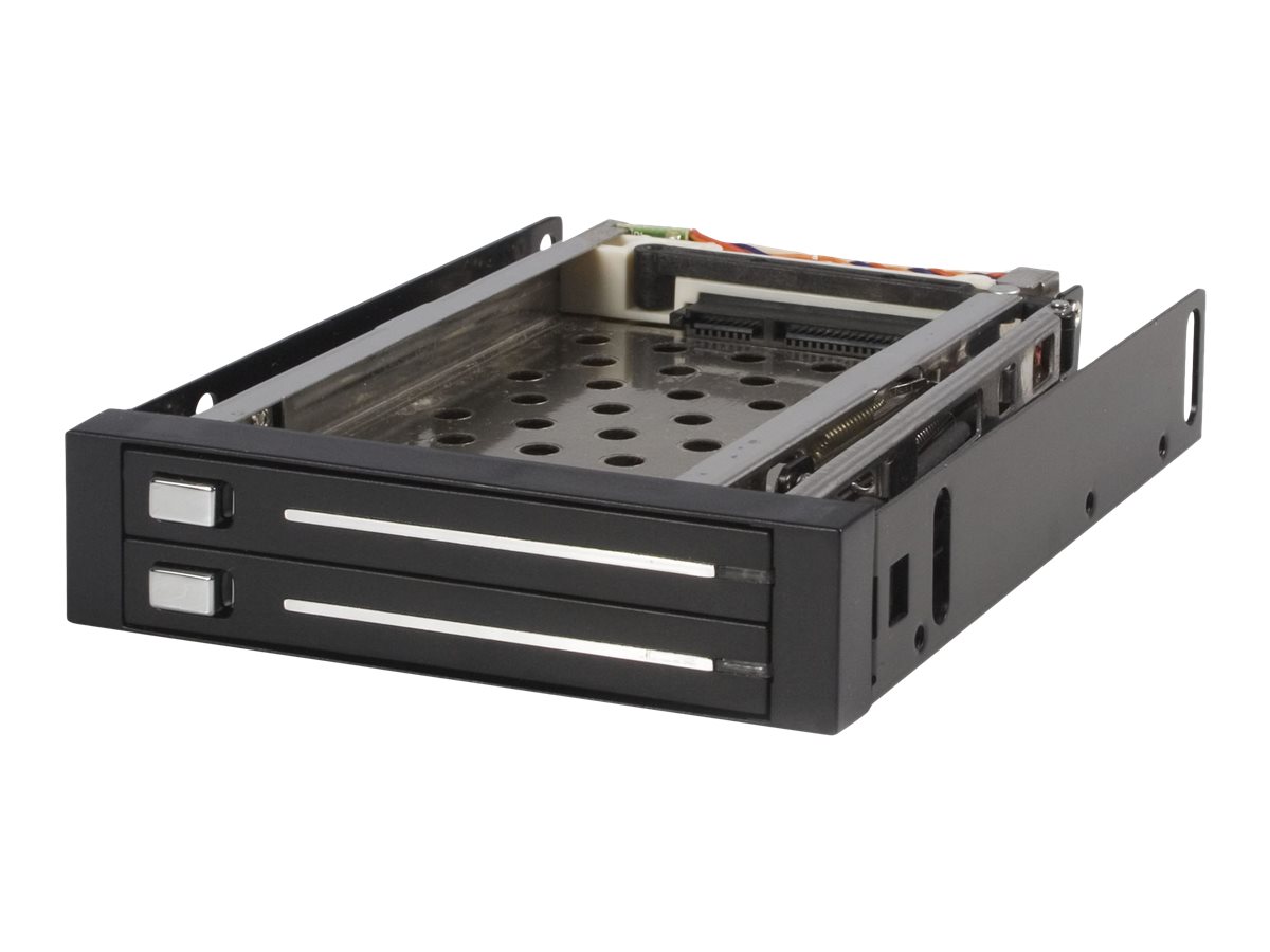 Startech 2 Drive 2.5in Trayless Hot Swap SATA Mobile Rack Backplane - Dual Drive SATA Mobile Rack Enclosure for 3.5 HDD (HSB220SAT25B) - Ramme - sort
