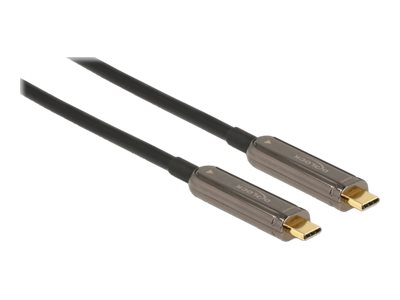 Delock - USB-kabel - 24 pin USB-C (han) til 24 pin USB-C (han) - USB 3.2 Gen 1 / DisplayPort 1.2 - 10 m - Active Optical Cable (AOC), 4K60 Hz (3840 x 2160) support - sort