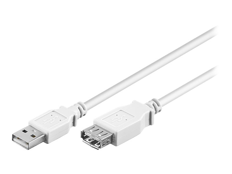 USB 2.0 forlængerkabel - A han til A hun, Hvid (0,3m)