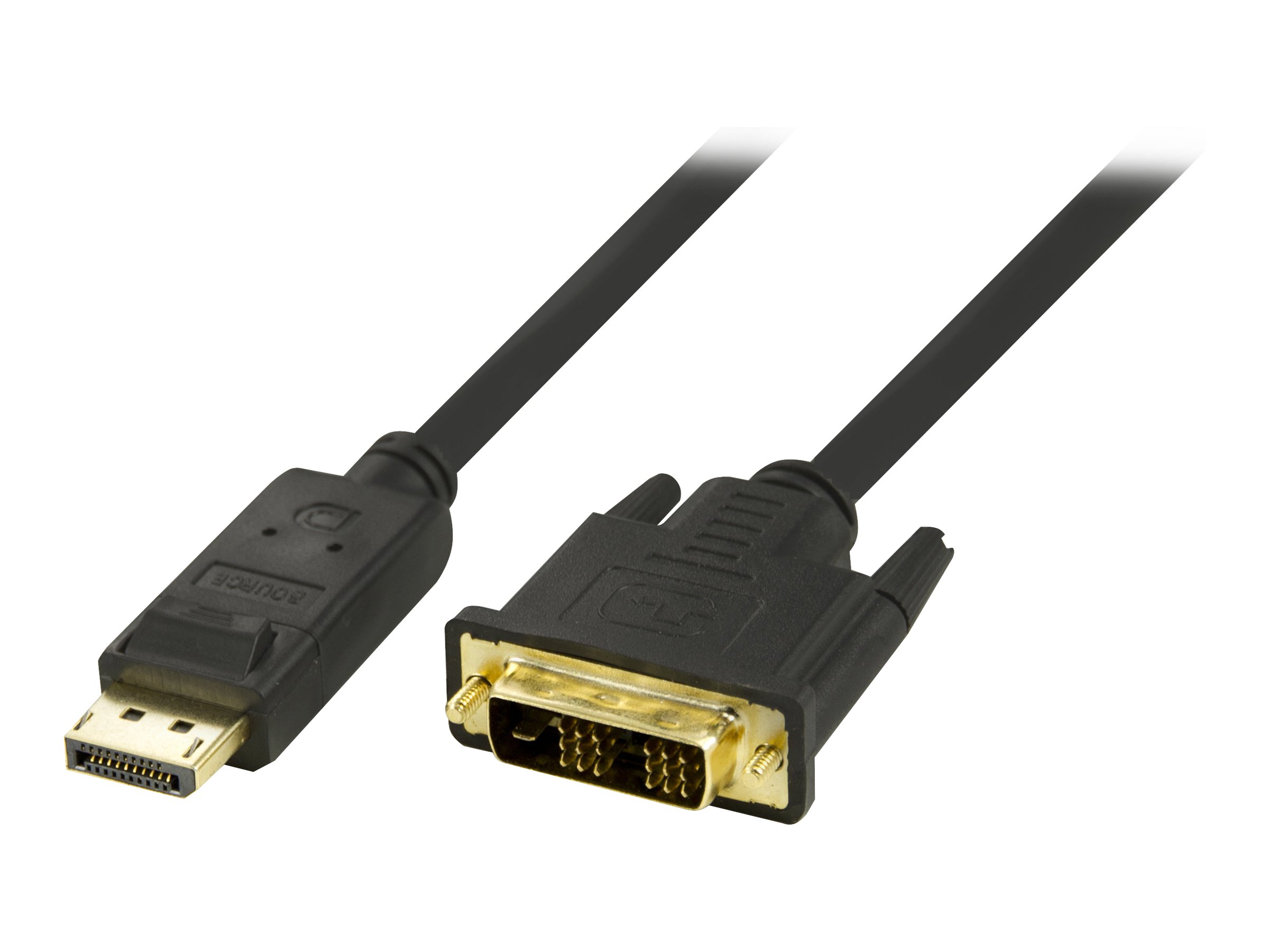 DELTACO, DisplayPort til DVI monitorkabel, 20-pin han-han, 2m, sort
