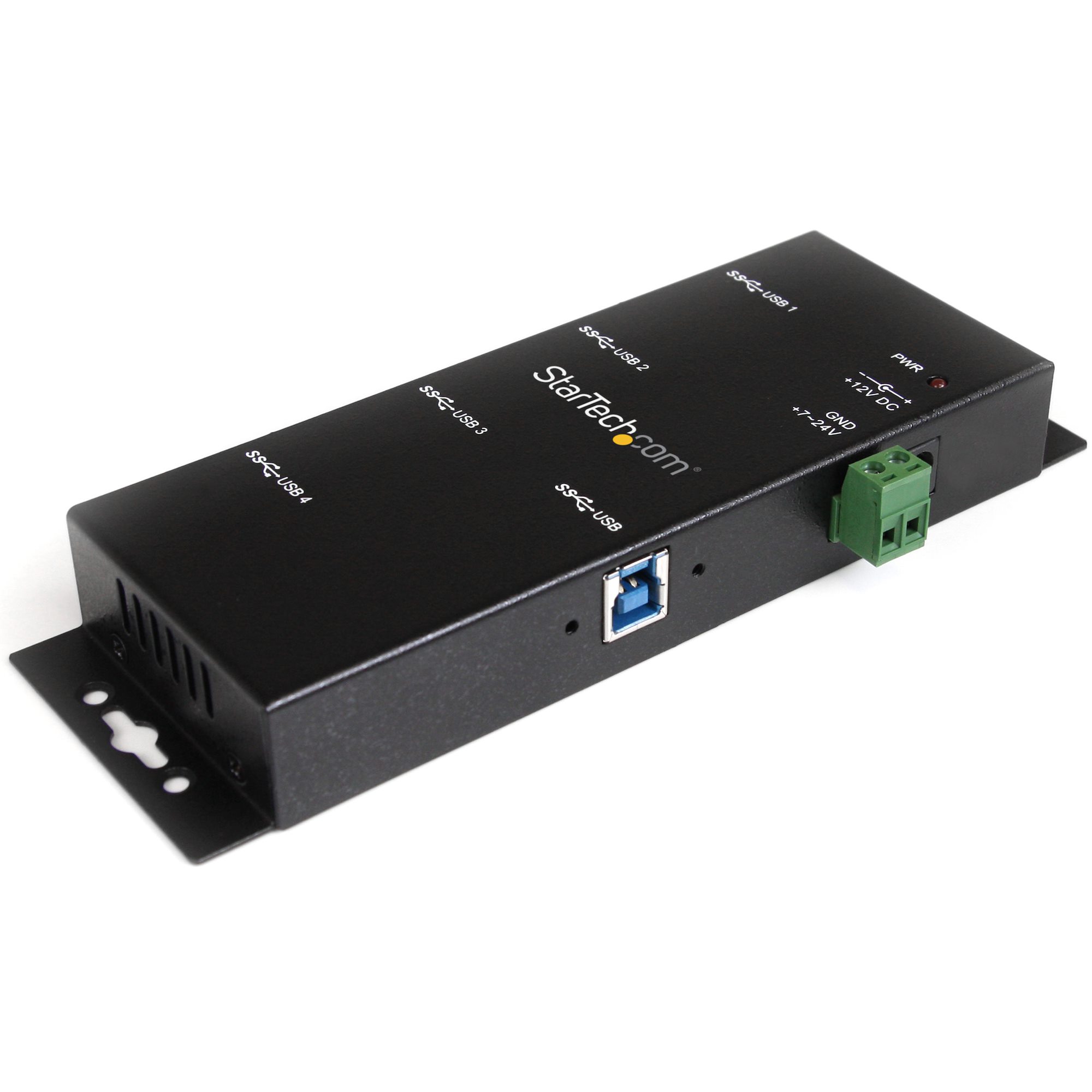 StarTech.com 4-Port USB 3.0 Hub - Metal Industrial USB-A Hub - Wall or Desk Mountable USB Data Hub - TAA Compliant USB Expander Hub (ST4300USBM) Sort