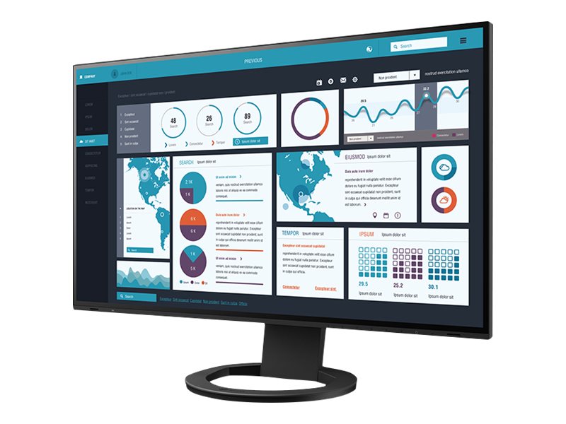 EIZO FlexScan EV2795-BK - Med FlexStand - LED-skærm - 27 - 2560 x 1440 - IPS - 350 cd/m² - 1000:1 - 5 ms - HDMI, DisplayPort, USB-C - højtalere - sort