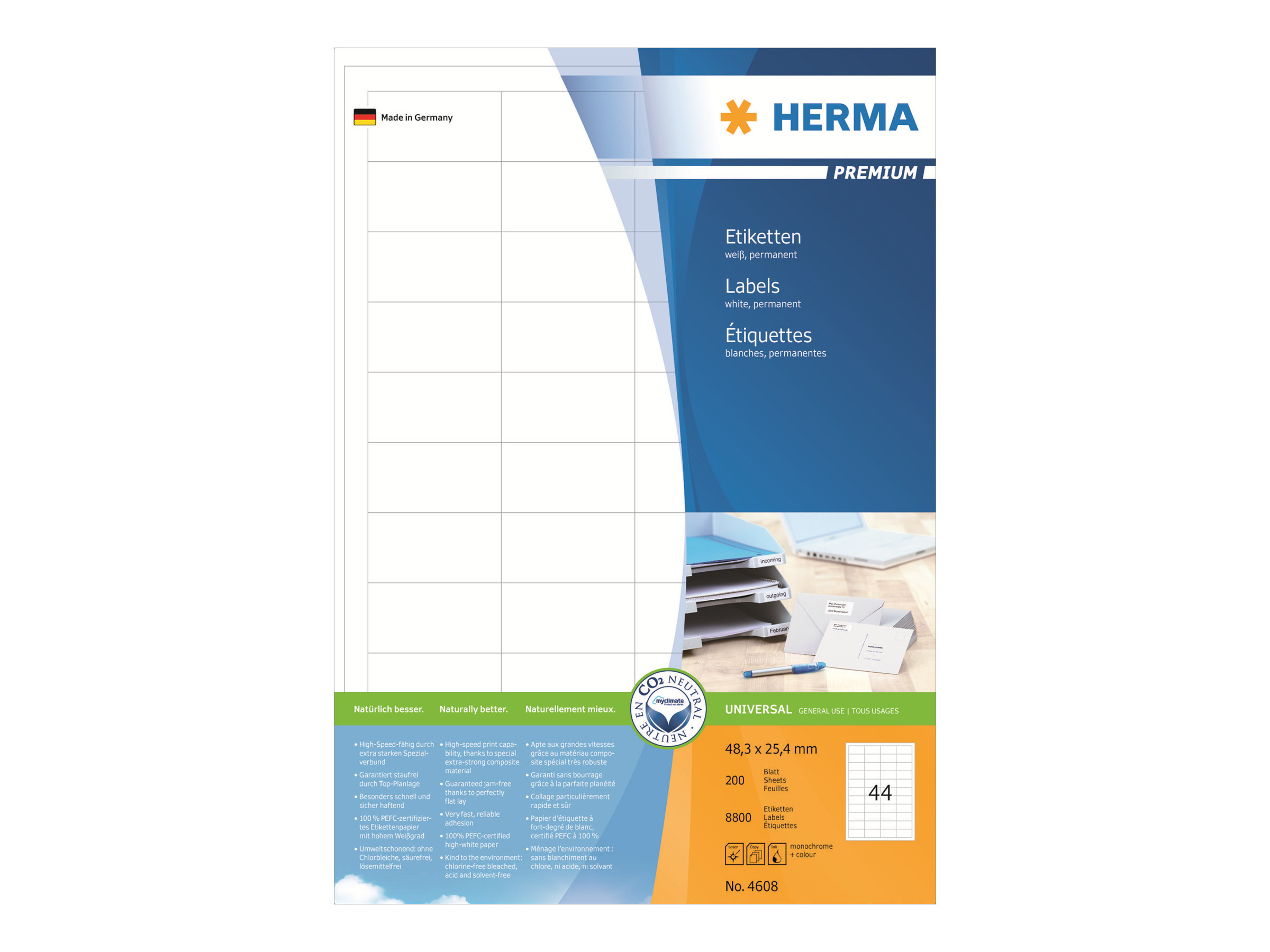 HERMA Premium Laminerede etiketter 48.3 x 25.4 mm 8800etikette(r)