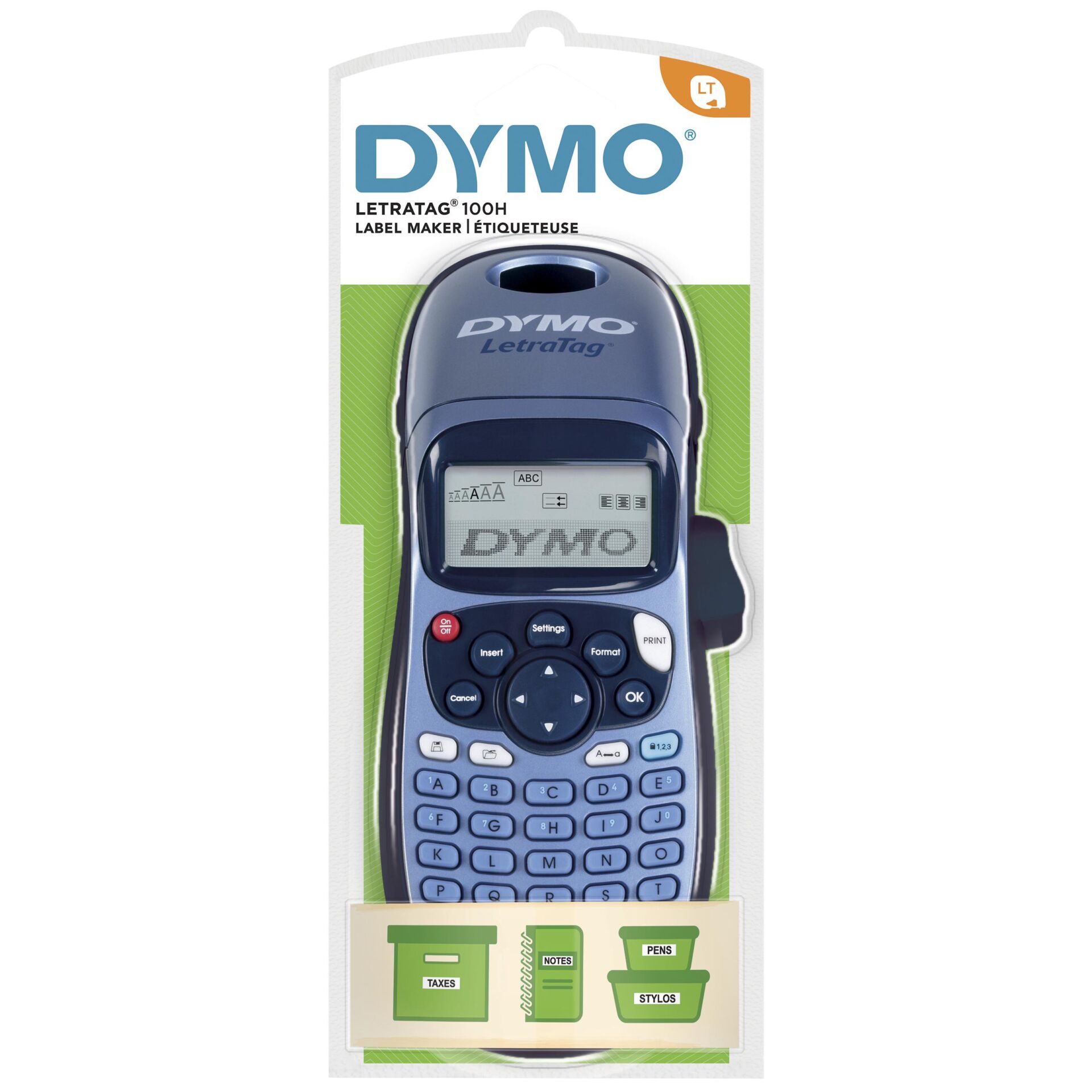 DYMO LetraTag LT-100H håndholdt labelmaskine | ABC-tastatur labelprinter med brugervenlig 13-tegns LCD-skærm | til hjemmet eller kontoret | Blå, ABC,