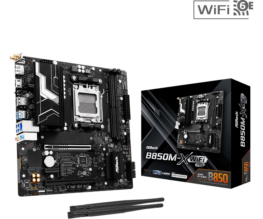 ASRock B850M-X WiFi R2.0 Bundkort - AMD B850 - AMD AM5 socket - DDR5 RAM - Micro-ATX