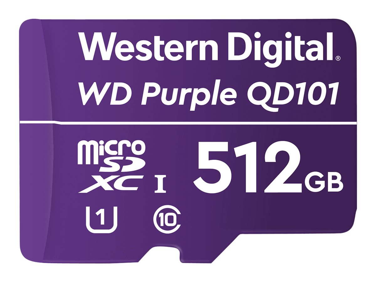 WD Purple SC QD101 WDD512G1P0C - Flashhukommelseskort - 512 GB - UHS-I U1 / Class10 - microSDXC UHS-I - lilla