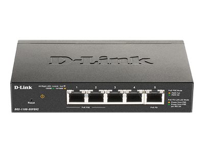 D-Link DGS-1100-05PDV2 5-Port Gigabit PoE Smart Managed Switch and PoE Extender