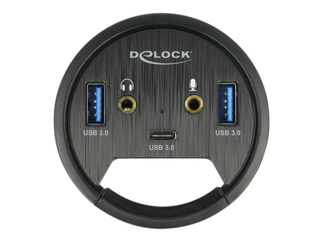 DeLOCK 3 Port In-Desk Hub USB 1 x USB Type-C and 2 x USB Type-A +HD