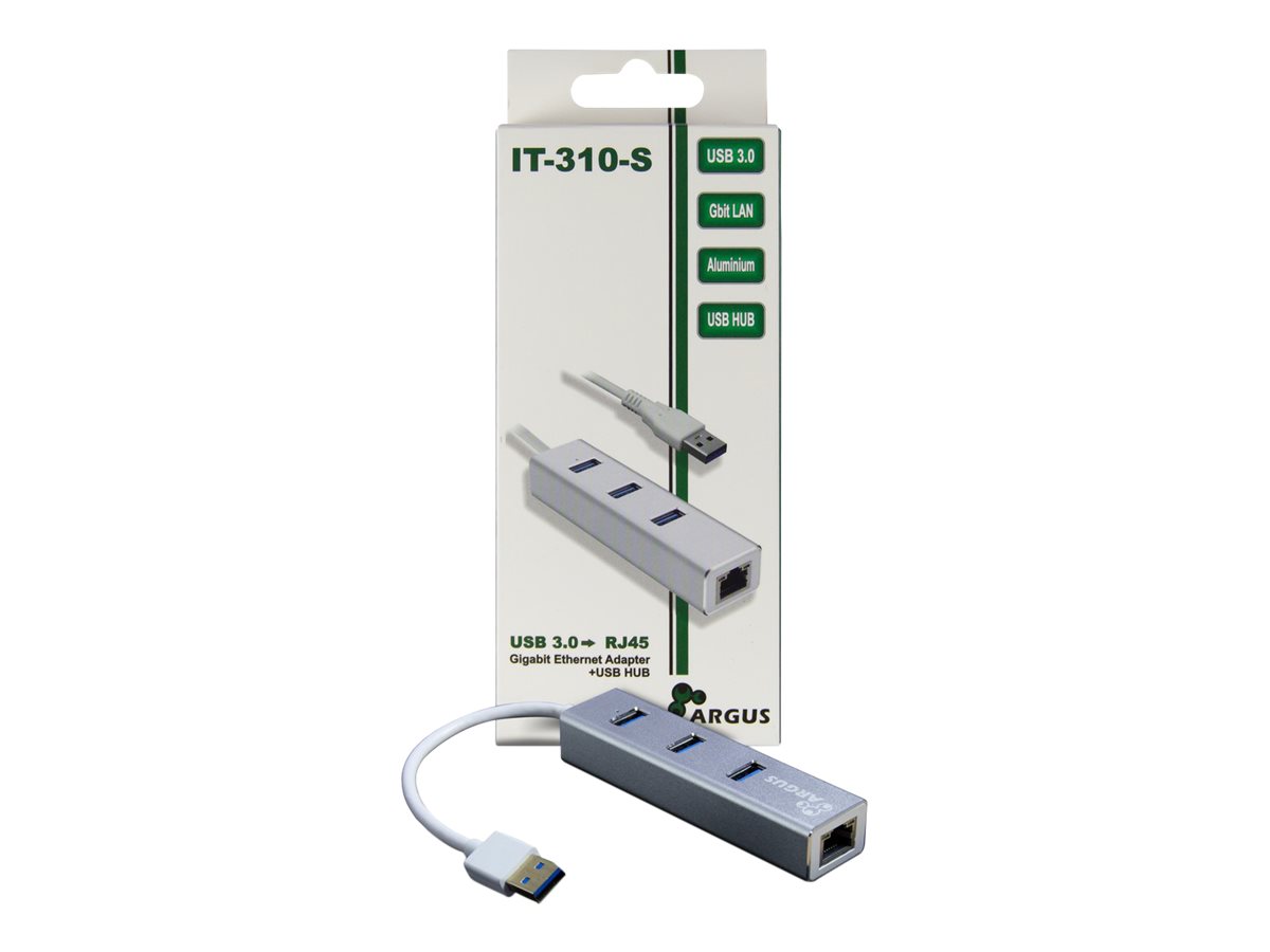 Inter-Tech Argus IT-310-S USB hub - 3 ports - Sølv