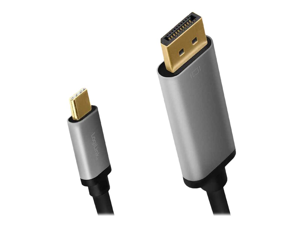 USB-C (han) til DisplayPort (han) kabel, 4K, Alu.sort (1,8m)