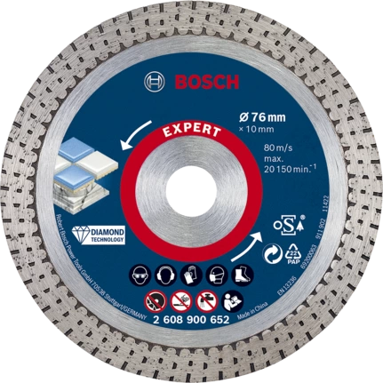 Diamantskreskive Expert HardCeramic, 76 mm, 10 mm boring, 1,5 mm tykkelse - Bosch