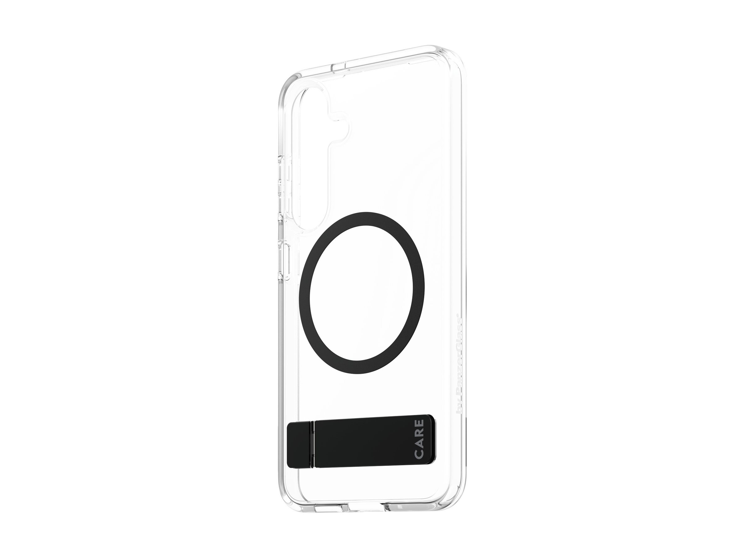 PanzerGlass CARE by Feature Case Transparent w. Black Kickstand & Qi Compatible Samsung Galaxy S25 Beskyttelsescover Transparent Samsung Galaxy S25