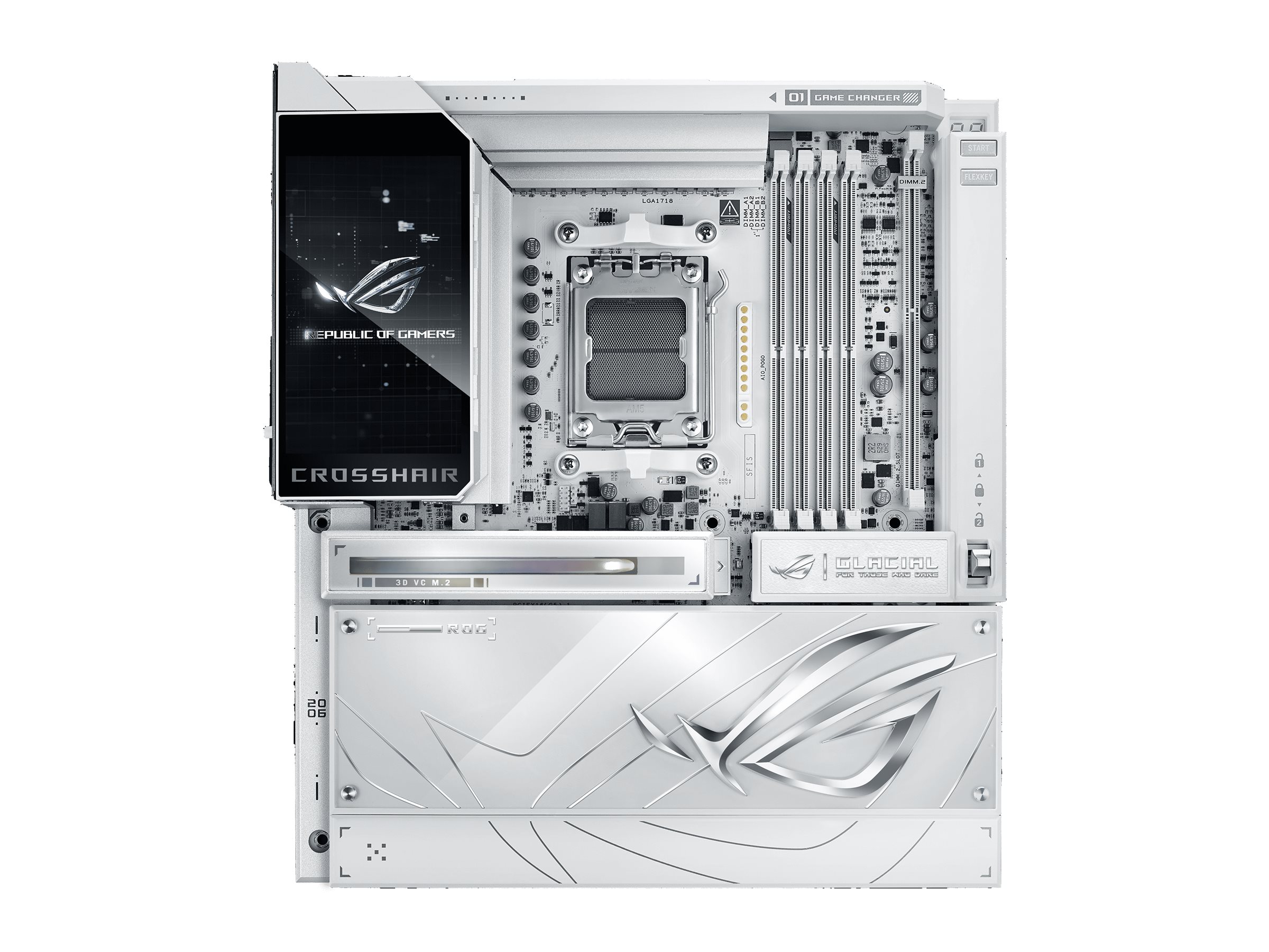 ASUS ROG CROSSHAIR X870E GLACIAL Bundkort - AMD X870E - AMD AM5 socket - DDR5 RAM - Extended ATX