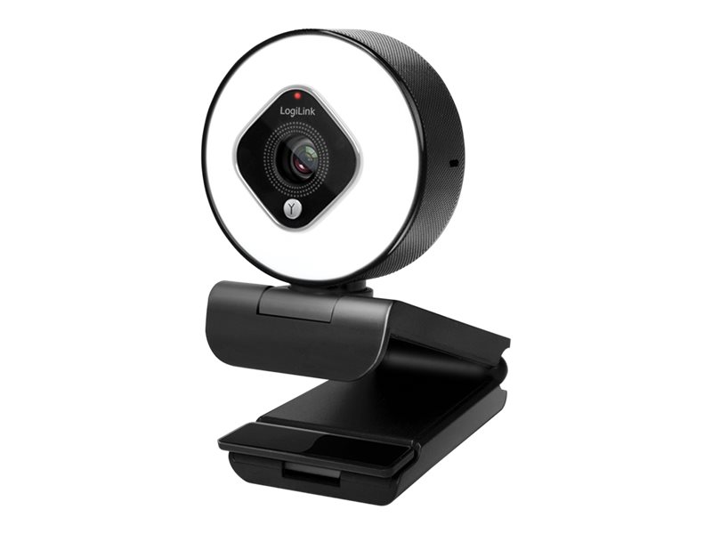Full HD USB webcam, 76°, dual microphone, auto focus, ring light, tripod