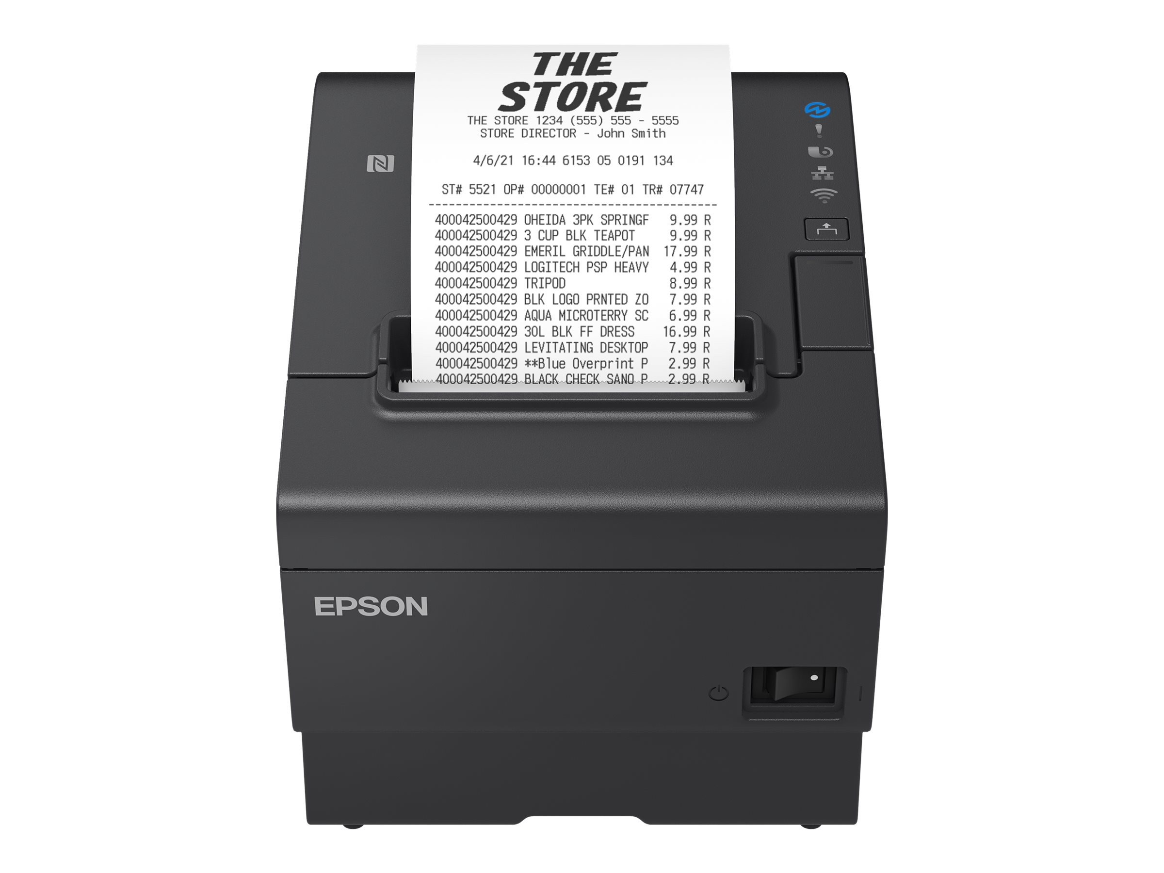 Epson TM T88VII (112) - Kvitteringsprinter - termisk linje - Rulle (7,95 cm) - 180 x 180 dpi - op til 500 mm/sek. - USB 2.0, USB 2.0 vært, LAN, seriel - skærer - sort