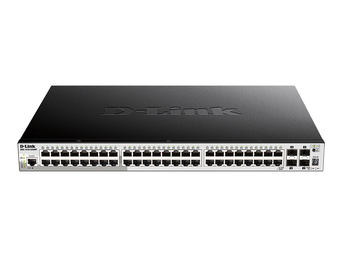 D-Link DGS-1510-52XMP/E switch - 48 porte PoE, sort