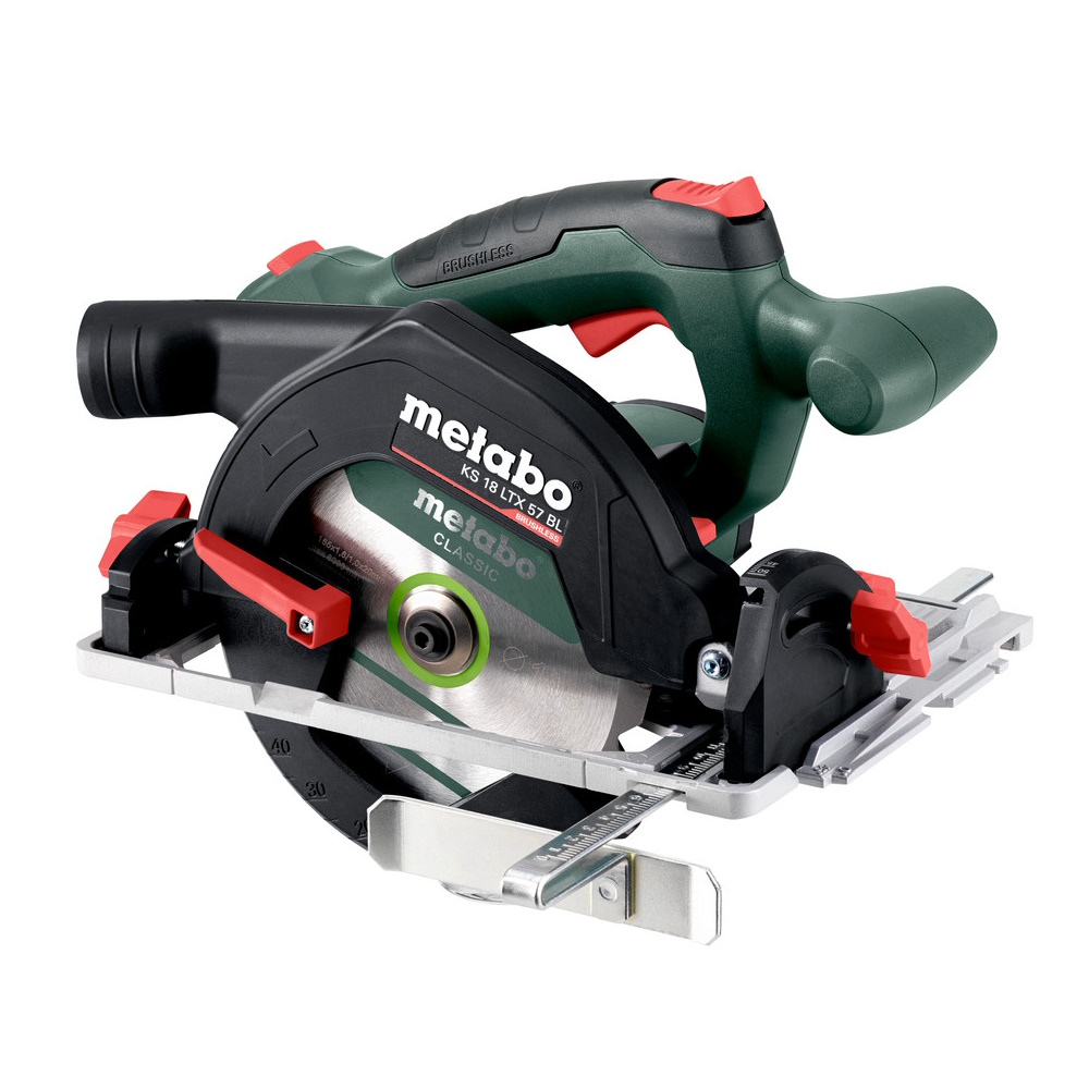 Metabo KS 18 LTX 57 BL, Træ, Sort, Grøn, Metallic, Rød, Børstefri, 16,5 cm, 5000 rpm, 5,7 cm