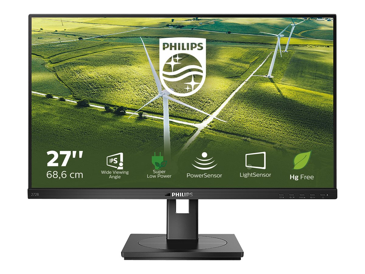 Philips B Line 272B1G - LED-skærm - 27 - 1920 x 1080 Full HD (1080p) @ 75 Hz - IPS - 250 cd/m² - 1000:1 - 4 ms - HDMI, DVI-D, VGA, DisplayPort - højtalere - sort struktur