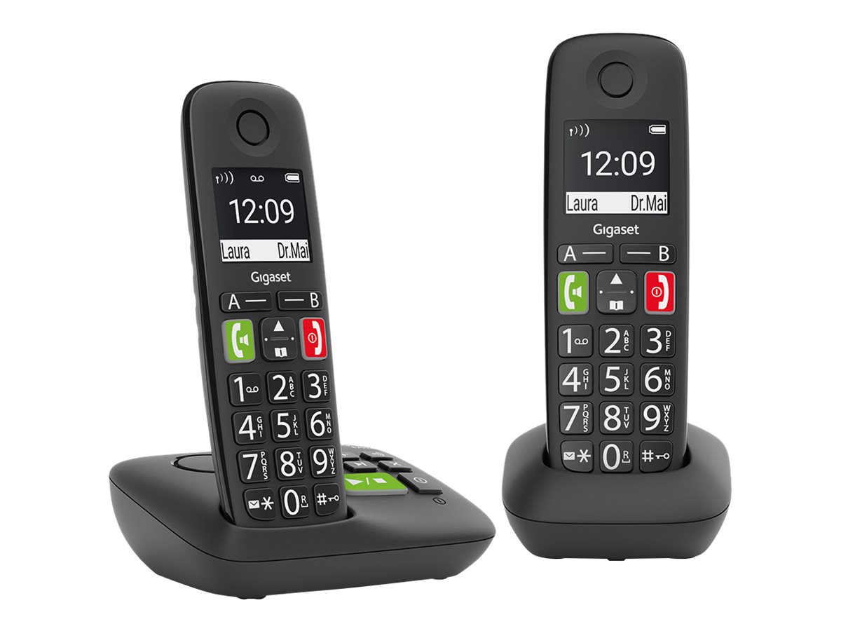 Fastnettelefon med svarer Gigaset E290A Duo – sort (Analog/DECT)