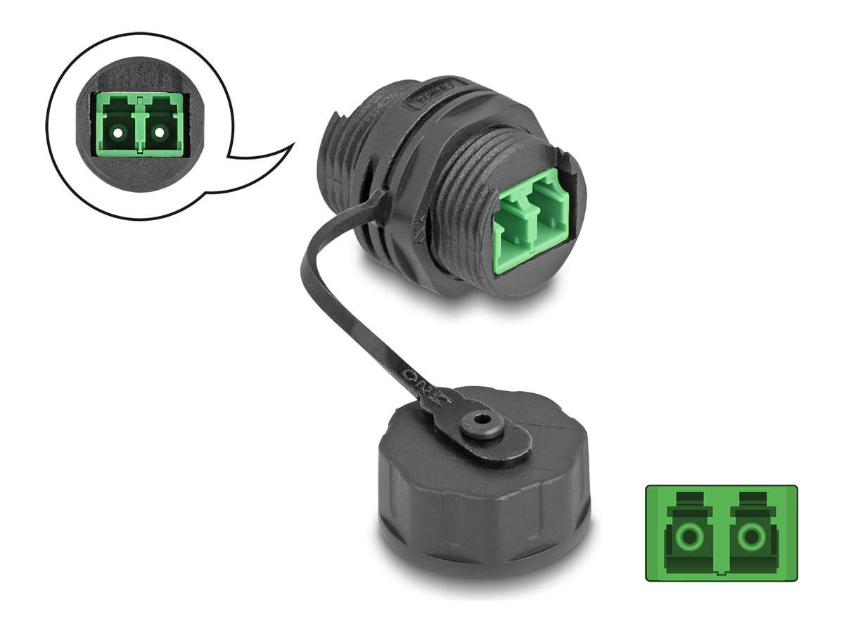 DeLOCK optisk fiberkabelstik LC Duplex hun til LC Duplex hun med beskyttelseshætte, vandtæt