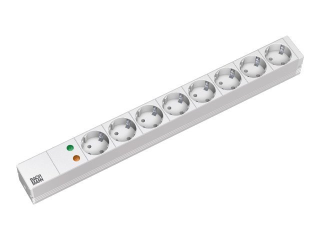 Bachmann Stikdåse 8-stik 16A Grå 2m