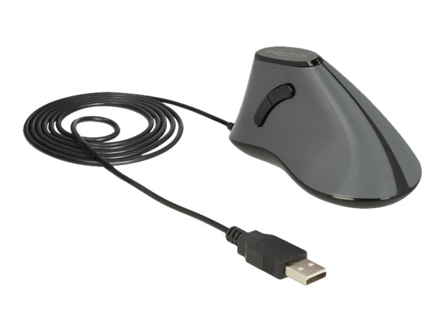 DeLOCK - vertical mouse - USB - grey black - Vertical mouse - Optisk - 5 knapper - Sort