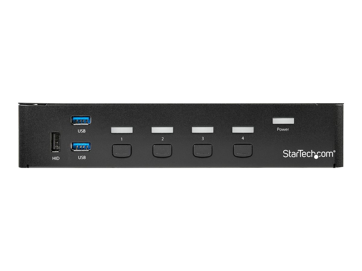 Startech 4 Port DisplayPort KVM Switch - DP KVM Switch with Audio and Built-in USB 3.0 Hub for Peripherals - 4K 30Hz (SV431DPU3A2) - KVM / USB switch - 4 x KVM / audio / USB + 3 x SuperSpeed USB - 1 lokalbruger - monterbar på stativ - AC 120/230 V / DC 9 - 12 V - for P/N: SV431RACK