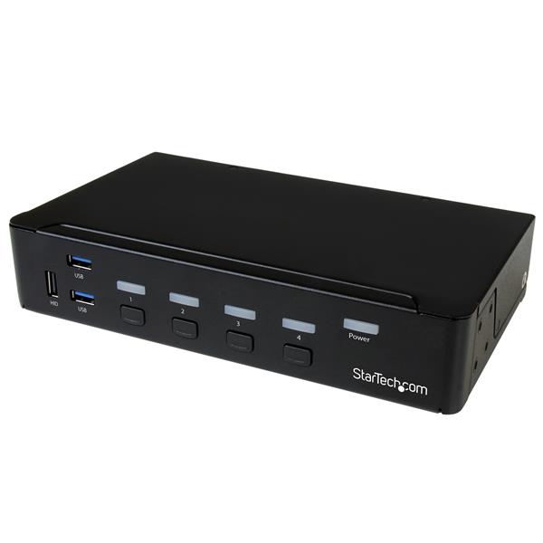 Startech 4 Port DisplayPort KVM Switch - DP KVM Switch with Audio and Built-in USB 3.0 Hub for Peripherals - 4K 30Hz (SV431DPU3A2) - KVM / USB switch - 4 x KVM / audio / USB + 3 x SuperSpeed USB - 1 lokalbruger - monterbar på stativ - AC 120/230 V / DC 9 - 12 V - for P/N: SV431RACK