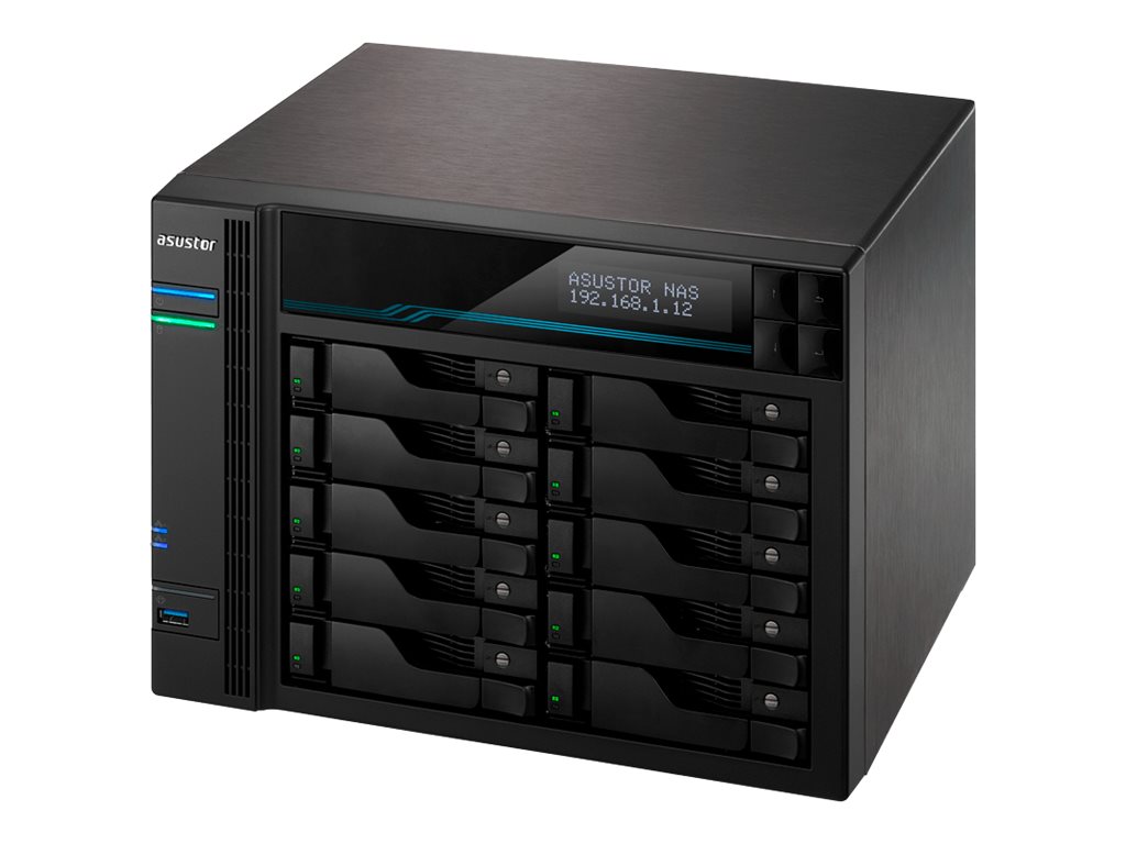 ASUSTOR Lockerstor 10 Pro AS7110T - NAS-server - 10 bays - SATA 6Gb/s - RAID RAID 0, 1, 5, 6, 10, JBOD - RAM 8 GB - 2.5 Gigabit Ethernet / 10 Gigabit Ethernet - iSCSI support