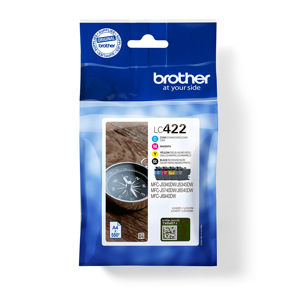 Brother LC422 Value Pack - sort, cyan, magenta, gul - 550 sider (4-pak)