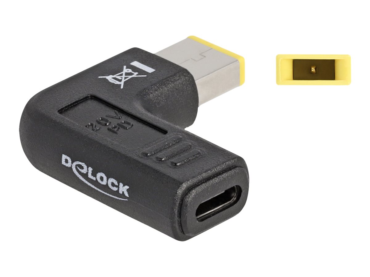 Delock - Strømforsyningsadapter - USB-C (hun) til DC jackstik 11 x 4,5 mm (han) - 20 V - 3 A - vinklet - sort