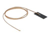 DeLOCK WLAN 802.11 ac/ax/a/h/b/g/n Antenna MHF I plug 0.5 - 1.2 dBi RG-178 1 m PCB internal self adhesive Antenne Sort