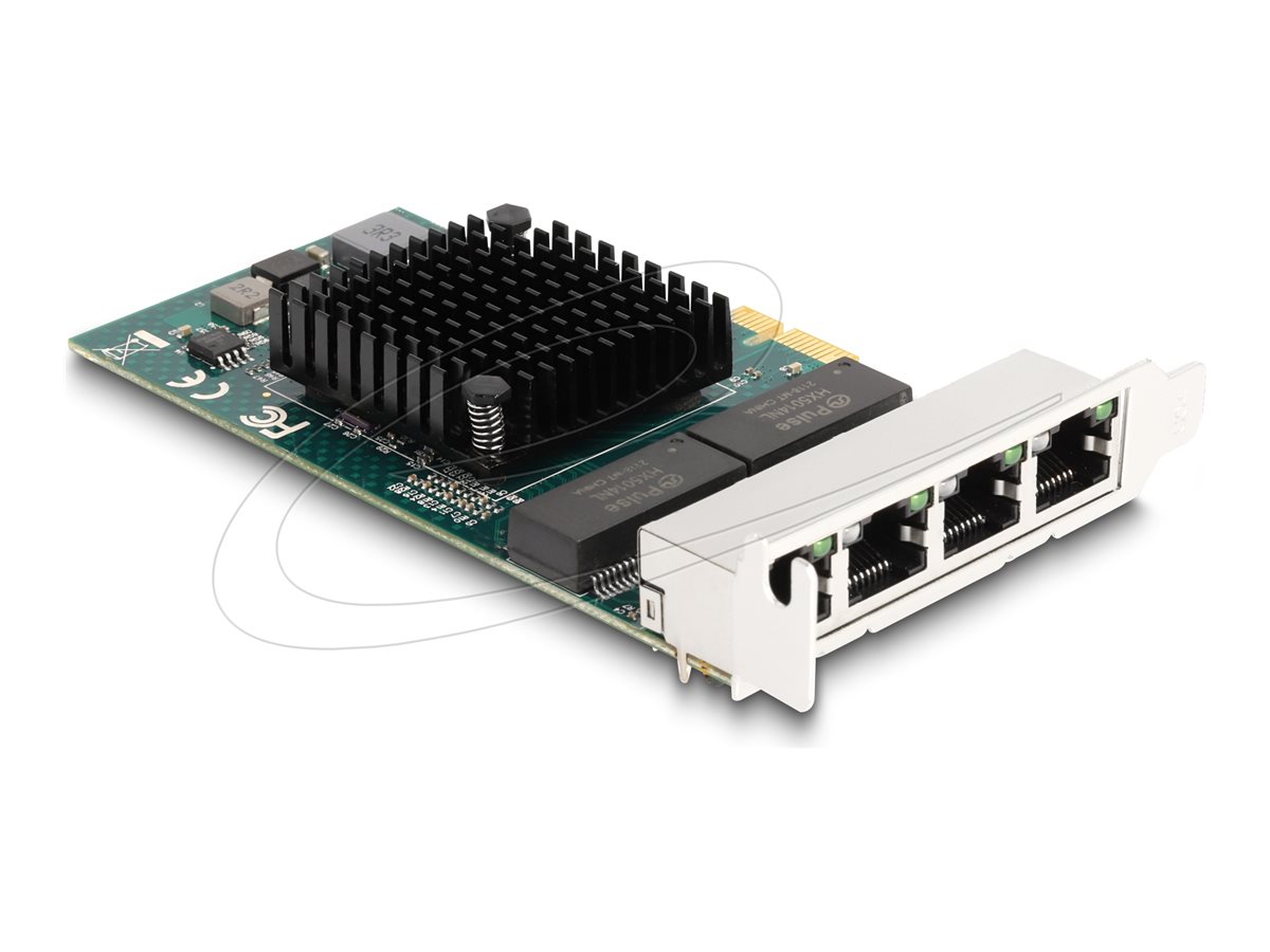 Delock - Netværksadapter - PCIe lavprofil - Gigabit Ethernet x 4