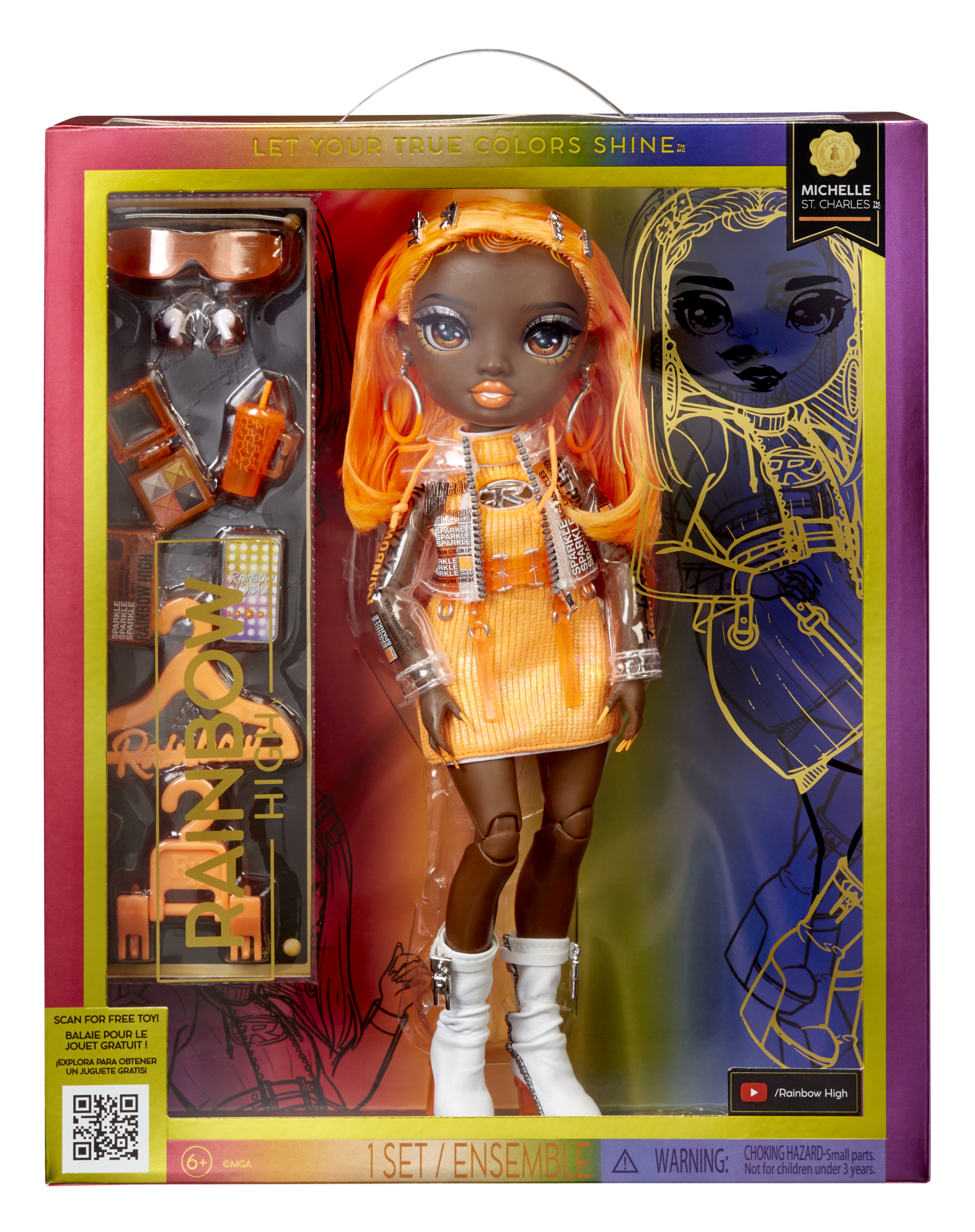 Rainbow High Orange Fashion Doll -Michelle St. Charles, Mode dukke, Pige, 4 År, Dreng/Pige, Flerfarvet