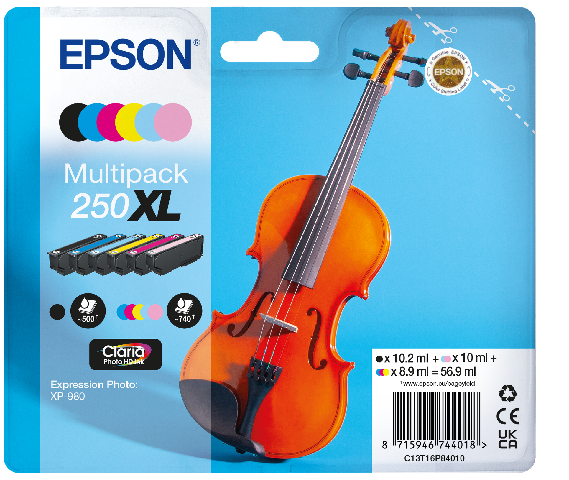 Epson 250XL Multipack - 6-pack - XL - black yellow cyan magenta light cyan light magenta - original - ink cartridge