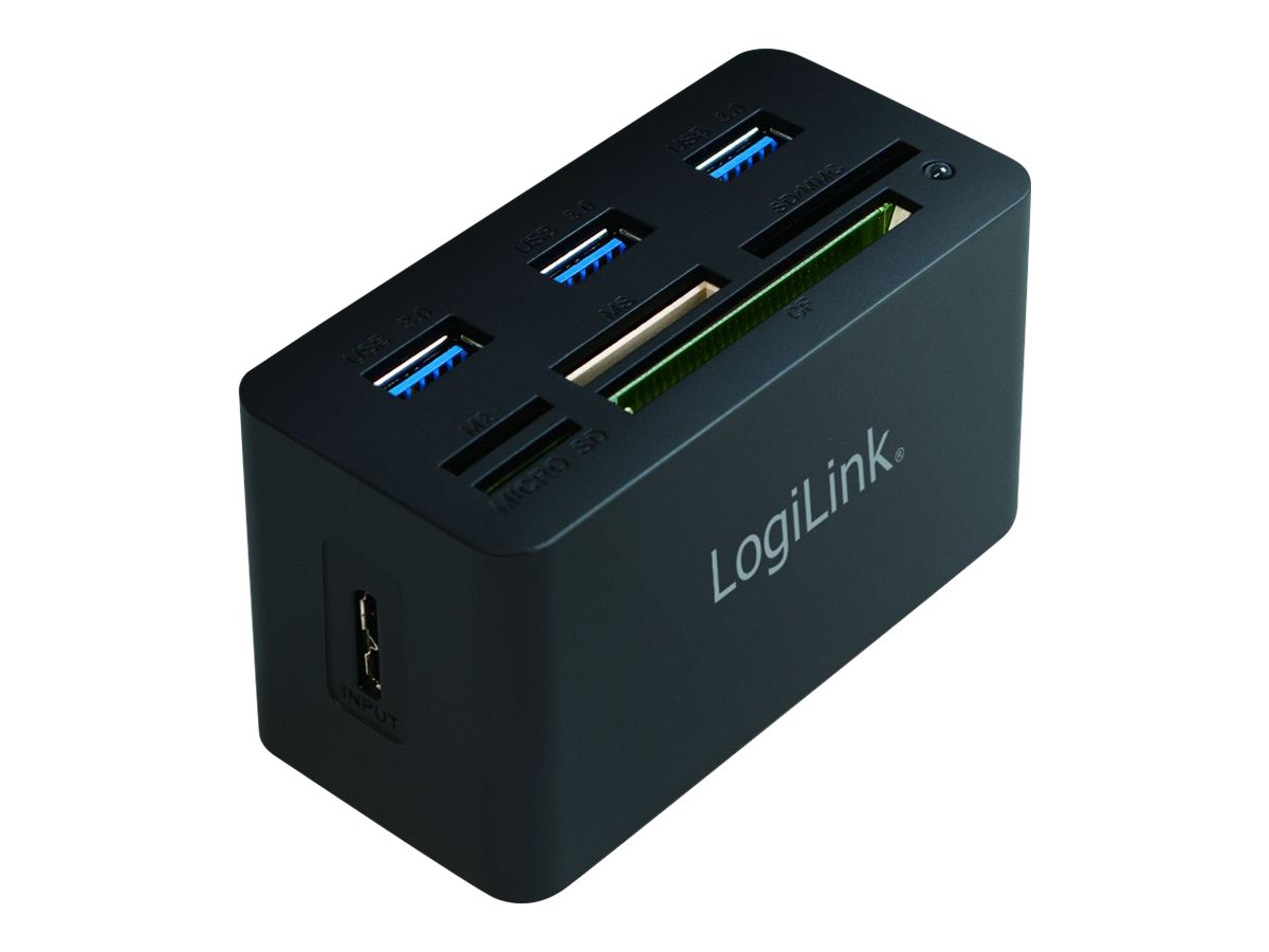 LogiLink USB 3.0 hub with all-in-one card reader black USB hub - 3 ports - Sort