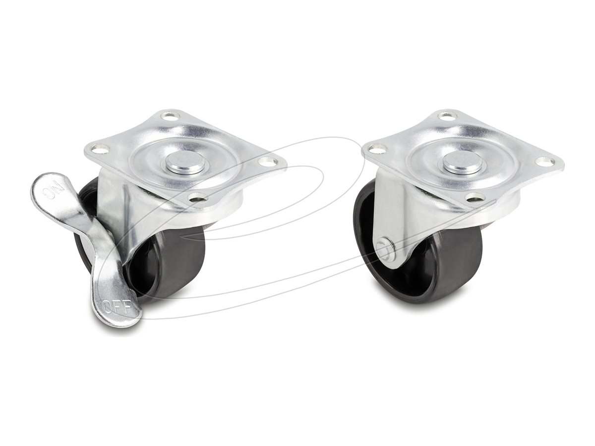 Delock - Hjulsæt - lastkapacitet op til 150 kg - sølv, sort (pakke med 4)