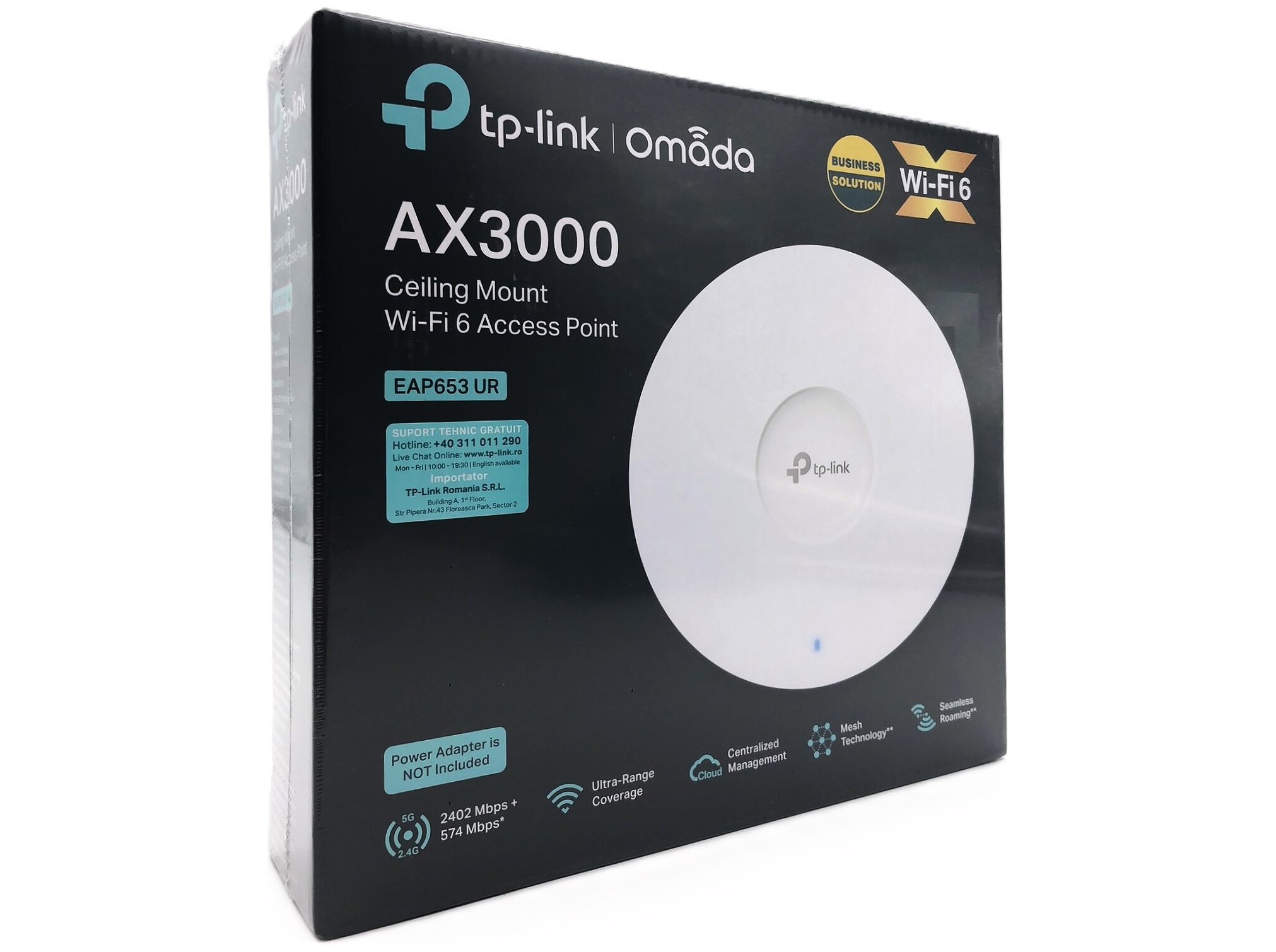 TP-Link Omada EAP653 UR, 2.4 GHz, 5 GHz, 2976 Mbit/s, HTTPS, SNMP, SNMPv2, SNMPv3, SSH, WPA, WPA2, WPA3, 10,100,1000 Mbit/s