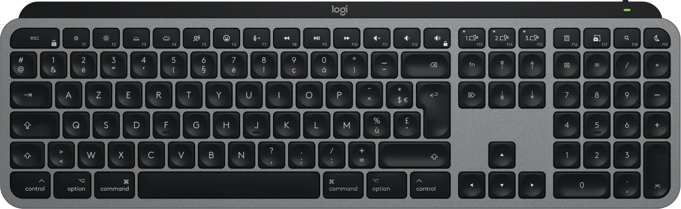 Logitech Master Series MX Keys S for Mac Tastatur Membran / saks Ja Trådløs Fransk