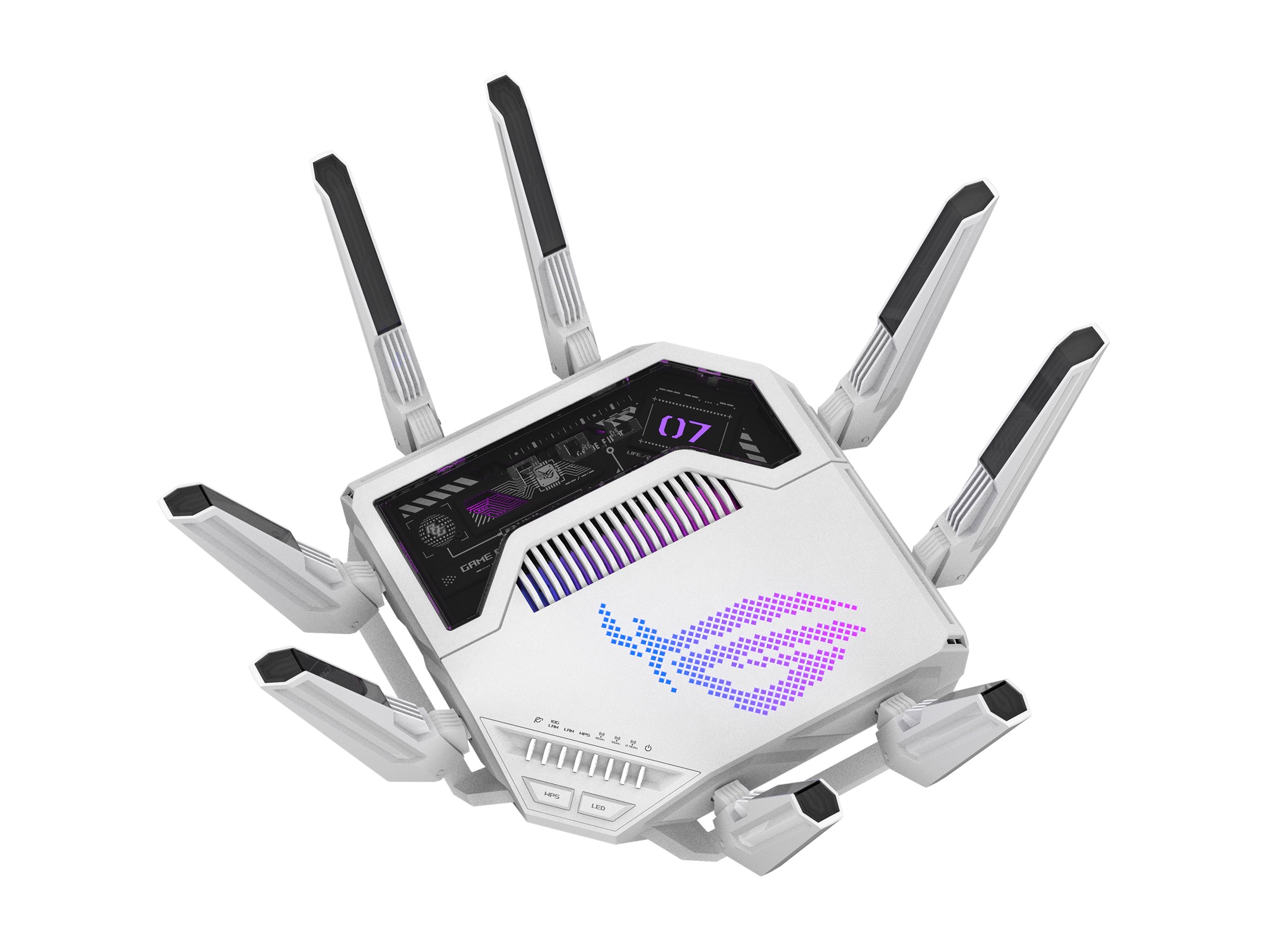 ASUS ROG Rapture GT-BE19000AI - Trådløs router 6-ports switch - 10GbE, 5GbE, 2.5GbE, Wi-Fi 7 - WAN-porte: 2 Quad-Band