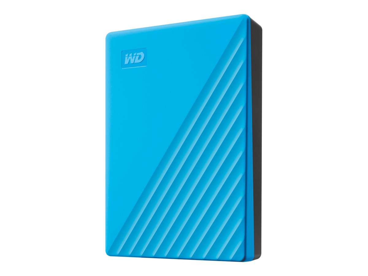 WD My Passport WDBPKJ0040BBL - Harddisk - krypteret - 4 TB - ekstern (bærbar) - USB 3.2 Gen 1 - 256-bit AES - blå