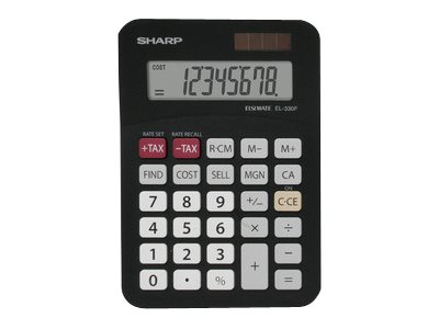 Sharp EL-330FBBK, Lomme, Basis, 8 cifre, 1 Linier, Batteri/Solar, Sort