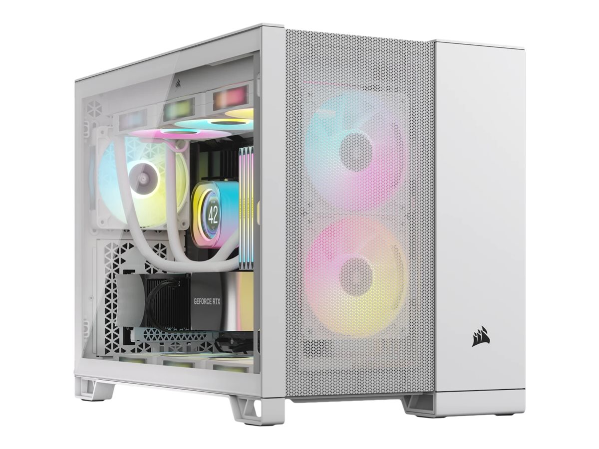 CORSAIR 2500D AIRFLOW - Mid tower - micro ATX - sidepanel med vindue (hærdet glas) - ingen strømforsyning (ATX) - hvid - USB/Lyd