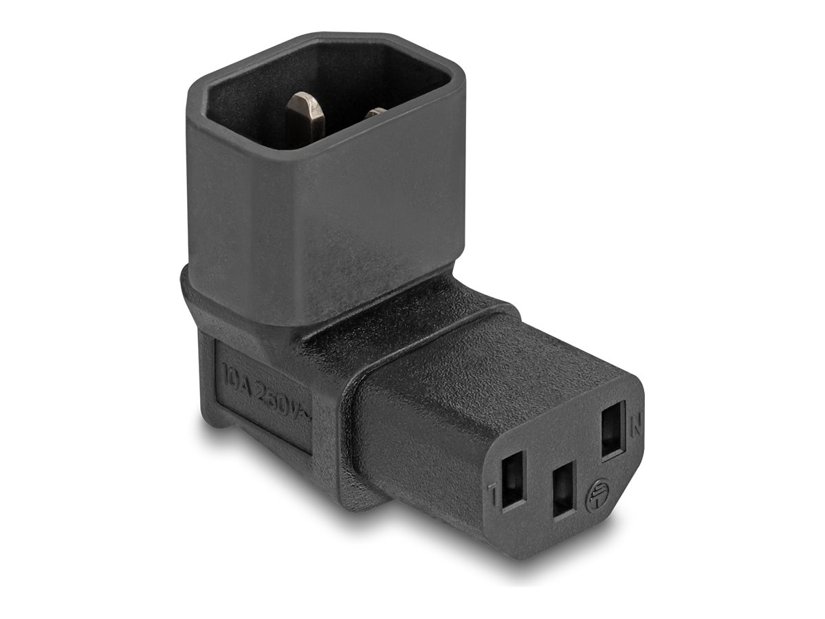 Delock - Strømforsyningsadapter - power IEC 60320 C13 til IEC 60320 C14 - 250 V - 10 A - 90° stik - sort