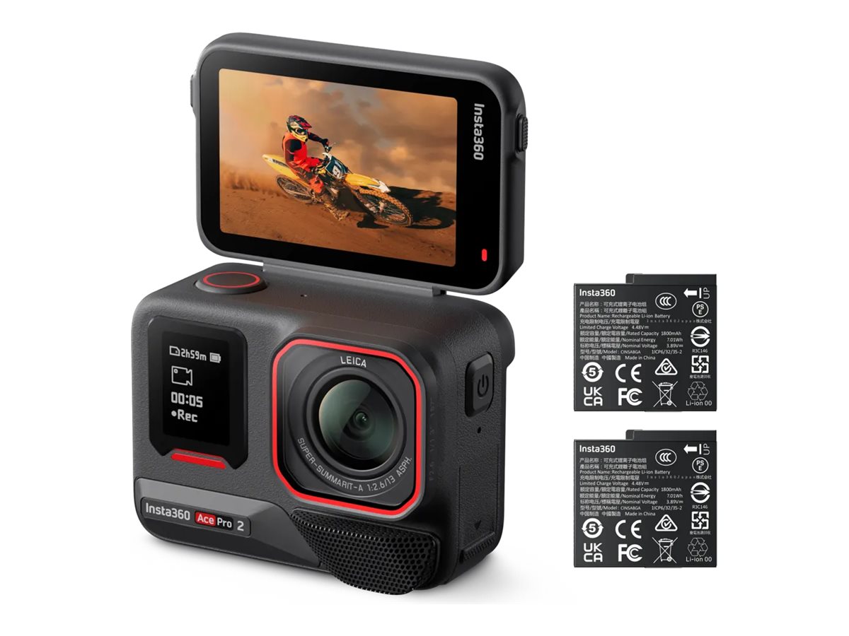 Insta360 Ace Pro 2 - Dual Battery Standard Bundle - action-kamera - 8K / 30 fps - Leica - Bluetooth, Wi-Fi - undervands op til 12 m - sort